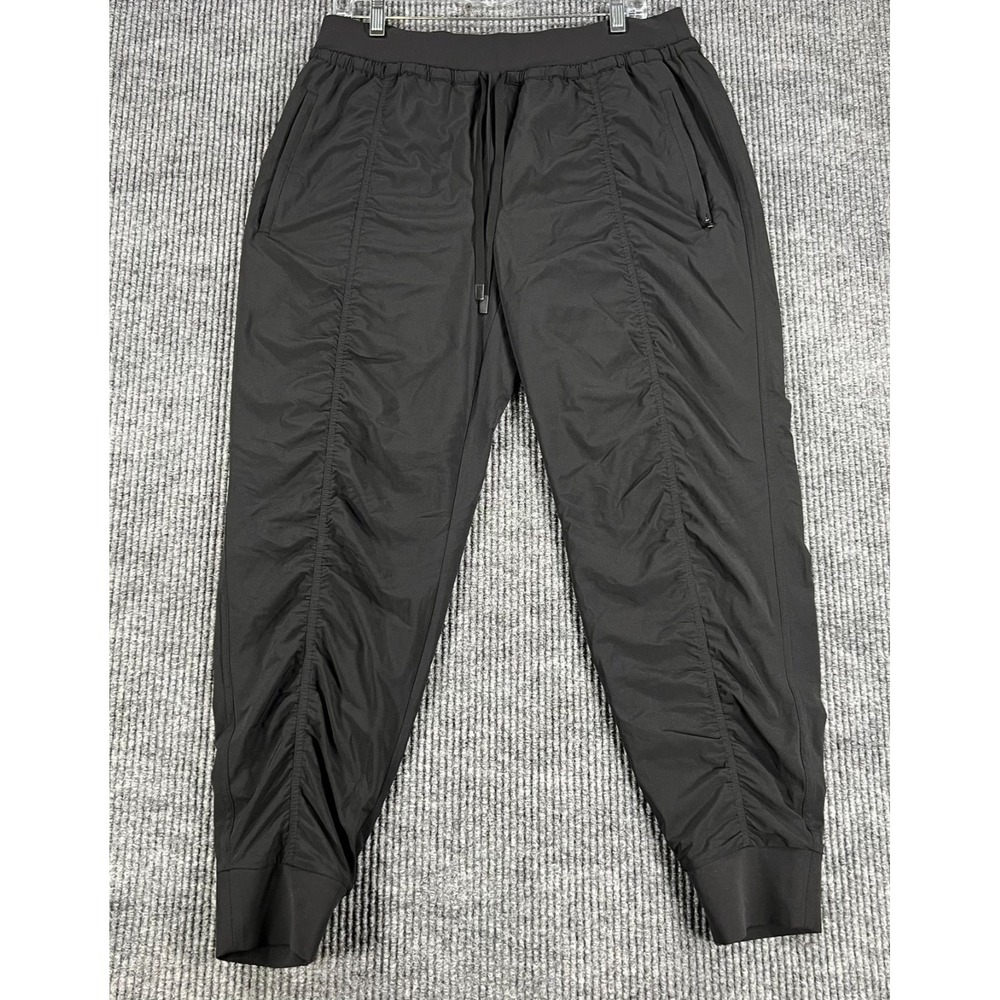 Athleta Attitude Lined Pants Womens Size 14 Black Joggers Drawstrings Casual